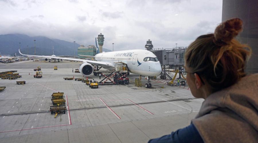 Boarding: A350 der Cathay Pacific
